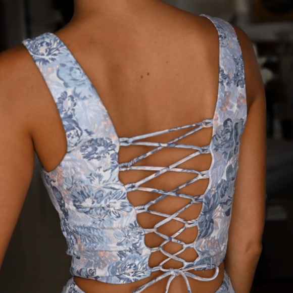 Yllw The Label Women's Small Bordeaux Corset Top & Midi Skirt Set - Picture 11 of 11